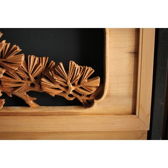 大雲銘 松竹梅深彫木彫欄間 2枚1組　R0050Y 