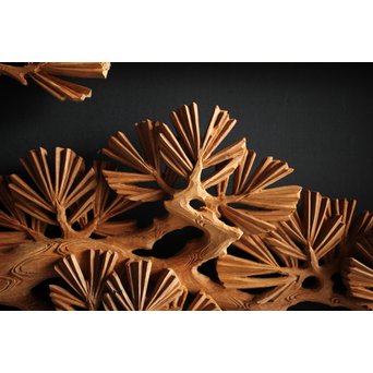 大雲銘 松竹梅深彫木彫欄間 2枚1組　R0050Y 