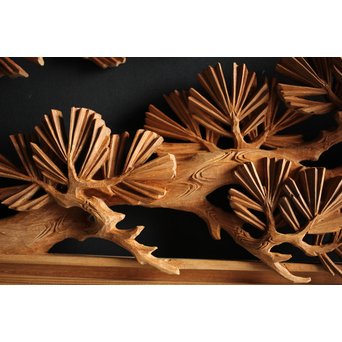 大雲銘 松竹梅深彫木彫欄間 2枚1組　R0050Y 