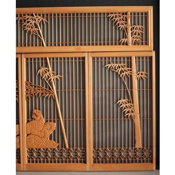 竹虎書院欄間 5枚1組　R0053Y 