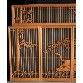 竹虎書院欄間 5枚1組　R0053Y 