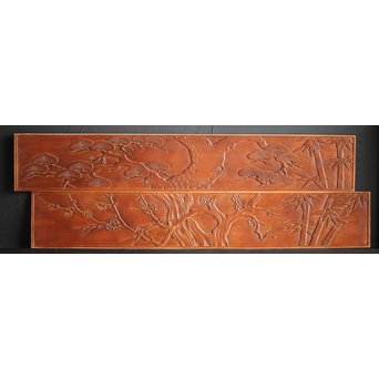 枠無 浮彫欄間 2枚1組　R0054