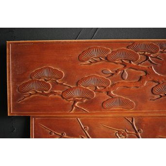 枠無 浮彫欄間 2枚1組　R0054 