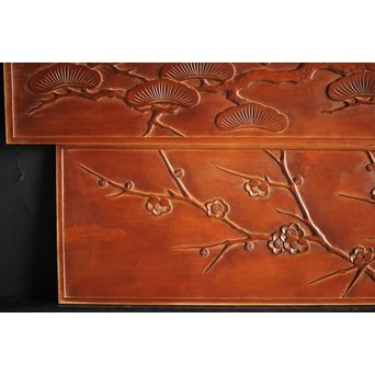 枠無 浮彫欄間 2枚1組　R0054 