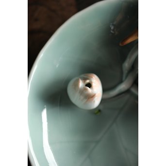 初代 深川忠次 真葛/眞葛香山写 青磁釉 翡翠 菓子器　P206 