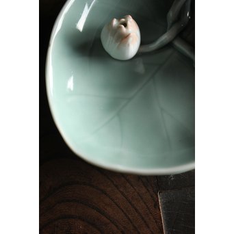 初代 深川忠次 真葛/眞葛香山写 青磁釉 翡翠 菓子器　P206 