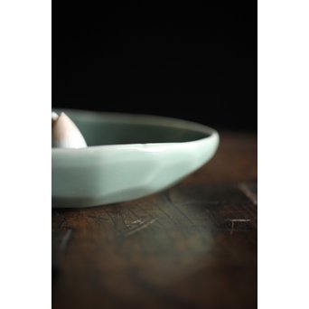 初代 深川忠次 真葛/眞葛香山写 青磁釉 翡翠 菓子器　P206 