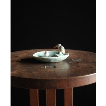 初代 深川忠次 真葛/眞葛香山写 青磁釉 翡翠 菓子器　P206 