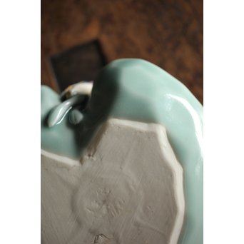 初代 深川忠次 真葛/眞葛香山写 青磁釉 翡翠 菓子器　P206 