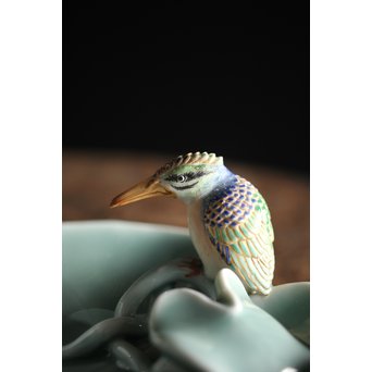 初代 深川忠次 真葛/眞葛香山写 青磁釉 翡翠 菓子器　P206 