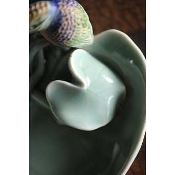 初代 深川忠次 真葛/眞葛香山写 青磁釉 翡翠 菓子器　P206 