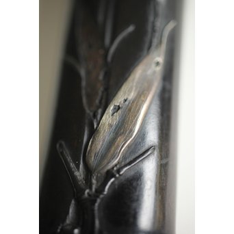 笹と虫 象嵌莨差し 喫煙具　X261 