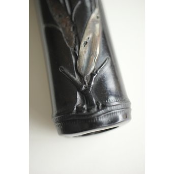 笹と虫 象嵌莨差し 喫煙具　X261 