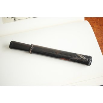 笹と虫 象嵌莨差し 喫煙具　X261 