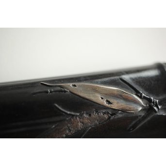 笹と虫 象嵌莨差し 喫煙具　X261 