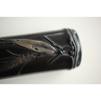 笹と虫 象嵌莨差し 喫煙具　X261 