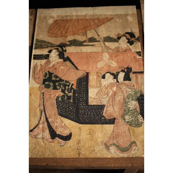 菊川英山 浮世絵木版画3枚　Z235 