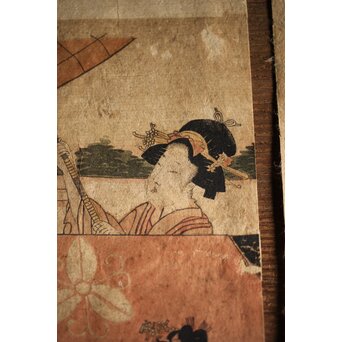 菊川英山 浮世絵木版画3枚　Z235 