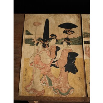 菊川英山 浮世絵木版画3枚　Z235 