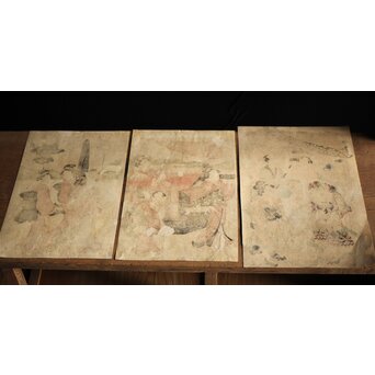 菊川英山 浮世絵木版画3枚　Z235 