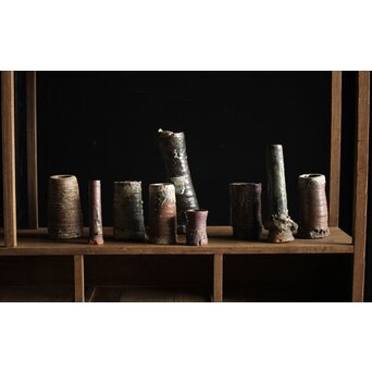 古陶磁 窯道具サヤ 小花器2点　P212 他の花器と並べても