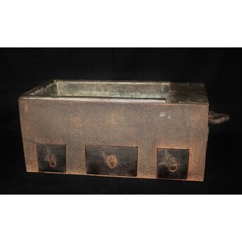 喜道作 川口鋳物か 鉄長火鉢/風炉/香炉と鉄瓶　M243 