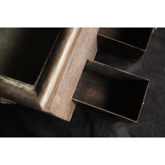 喜道作 川口鋳物か 鉄長火鉢/風炉/香炉と鉄瓶　M243 