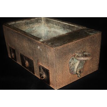 喜道作 川口鋳物か 鉄長火鉢/風炉/香炉と鉄瓶　M243 