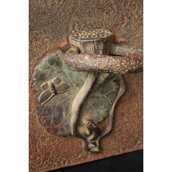 喜道作 川口鋳物か 鉄長火鉢/風炉/香炉と鉄瓶　M243 垂直になったまま　動かない様子