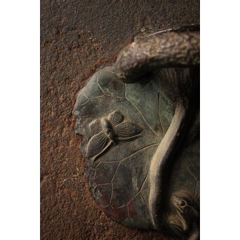 喜道作 川口鋳物か 鉄長火鉢/風炉/香炉と鉄瓶　M243 