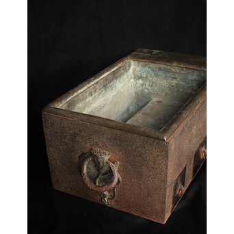 喜道作 川口鋳物か 鉄長火鉢/風炉/香炉と鉄瓶　M243 