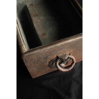 喜道作 川口鋳物か 鉄長火鉢/風炉/香炉と鉄瓶　M243 