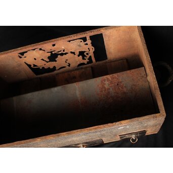 喜道作 川口鋳物か 鉄長火鉢/風炉/香炉と鉄瓶　M243 