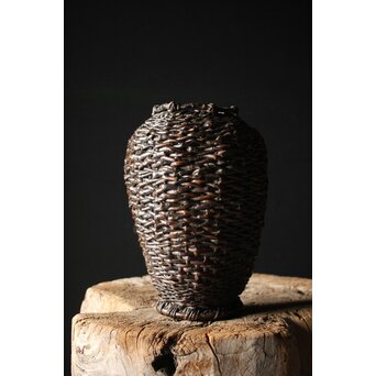 初代 田辺竹雲斎 竹根竹花籠　U236