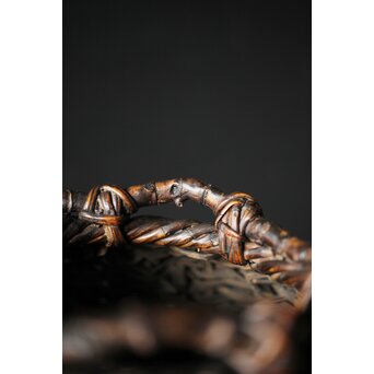 初代 田辺竹雲斎 竹根竹花籠　U236 