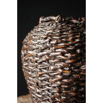 初代 田辺竹雲斎 竹根竹花籠　U236 