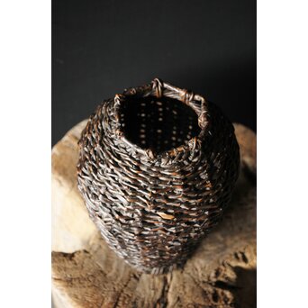 初代 田辺竹雲斎 竹根竹花籠　U236 