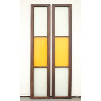 プレスと黄色ガラスの欄間 2枚1組　R0058Y 