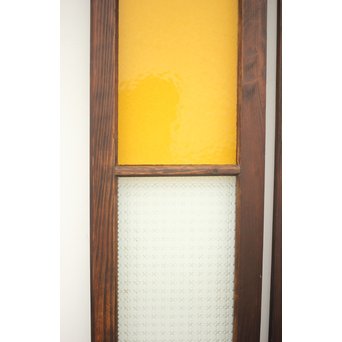 プレスと黄色ガラスの欄間 2枚1組　R0058Y 