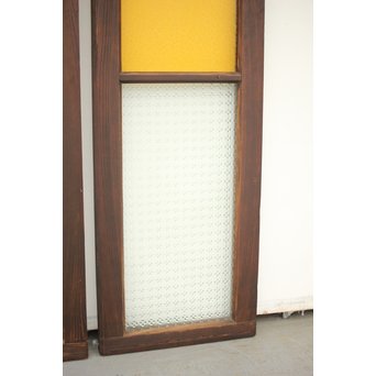 プレスと黄色ガラスの欄間 2枚1組　R0058Y 