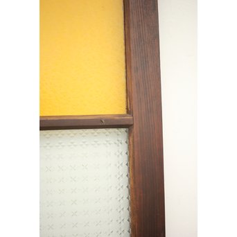 プレスと黄色ガラスの欄間 2枚1組　R0058Y 