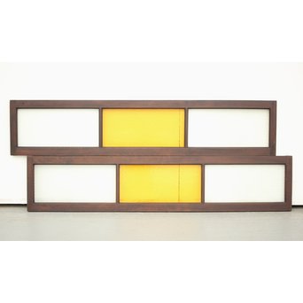 プレスと黄色ガラスの欄間 2枚1組　R0058Y