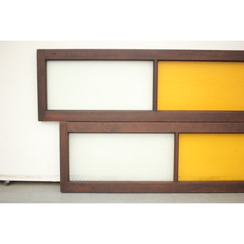 プレスと黄色ガラスの欄間 2枚1組　R0058Y 