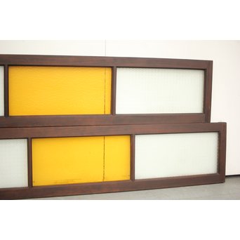 プレスと黄色ガラスの欄間 2枚1組　R0058Y 