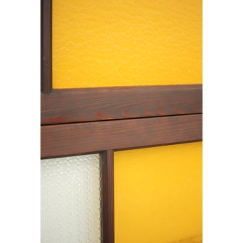 プレスと黄色ガラスの欄間 2枚1組　R0058Y 