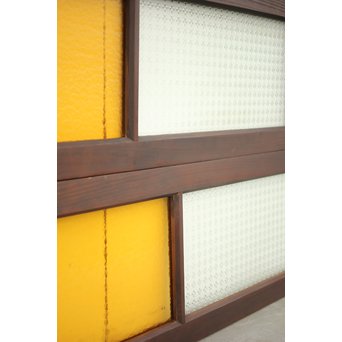 プレスと黄色ガラスの欄間 2枚1組　R0058Y 