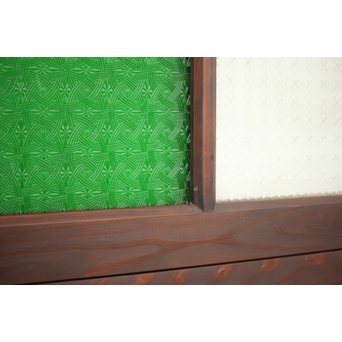 プレスと緑色ガラスの欄間 2枚1組　R0059Y 