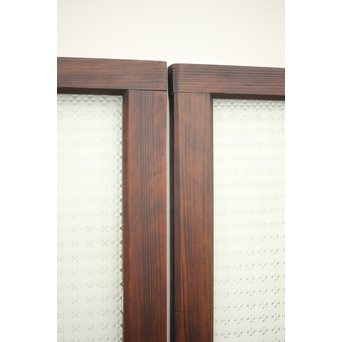 プレスと緑色ガラスの欄間 2枚1組　R0059Y 