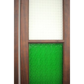 プレスと緑色ガラスの欄間 2枚1組　R0059Y 