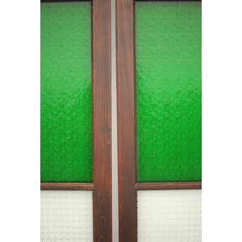 プレスと緑色ガラスの欄間 2枚1組　R0059Y 